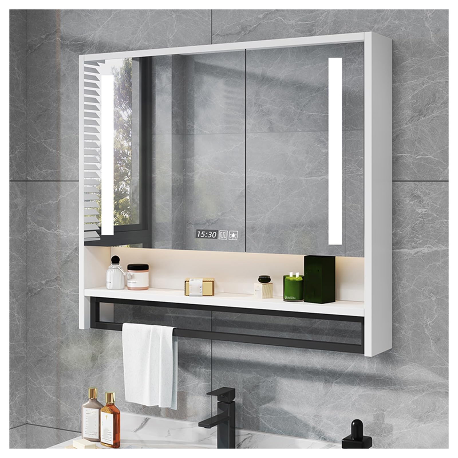 Amazon.com: Bathroom Mirror Cabinet with LED，LED Bathroom Mirror